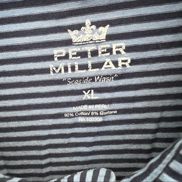 Peter Millar pocket front striped polo with embroidered left sleeve XL - Picture 7 of 8